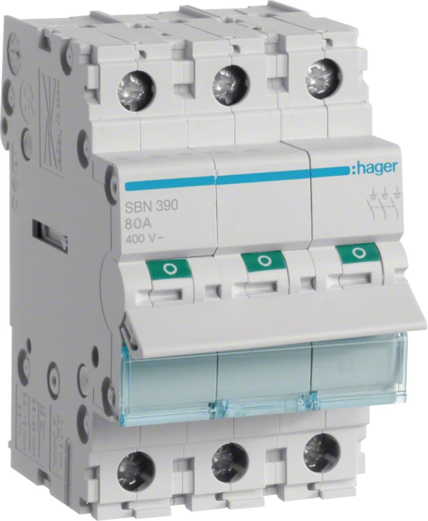 Rozłącznik izolacyjny, szer. 3 moduły. 3P, 100A HAGER SBN390-1855670