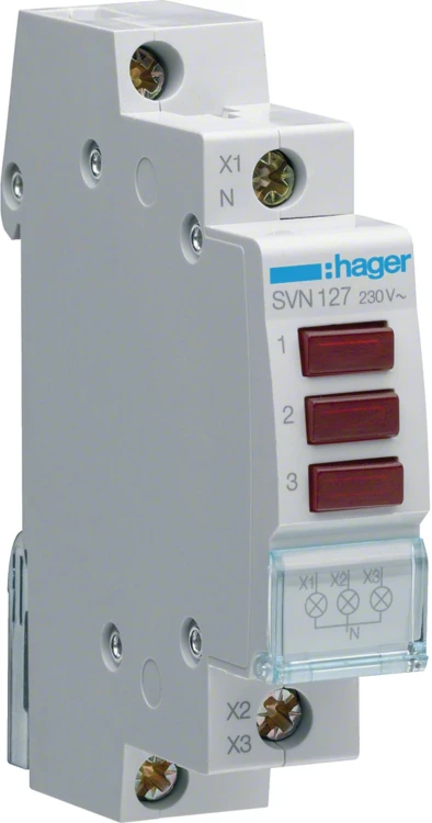 Lampka sygnalizacyjna, 230V AC, 3 x Czerwony LED HAGER SVN127-1920202