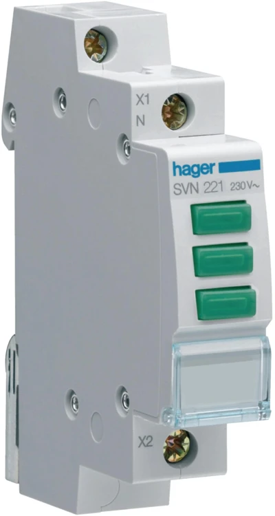 Lampka sygnalizacyjna, 230V AC, 3 x Zielony LED HAGER SVN221-1855675