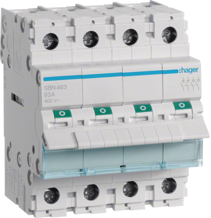 Modułowy rozłącznik izolacyjny 4P 63A 400VAC Hager SBN463-1885245