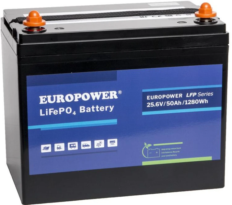 Akumulator LiFePO4 EUROPOWER serii LFP 25,6V 50Ah Bluetooth, mata grzewcza (Żywotność ~4000 cykli)-1909970