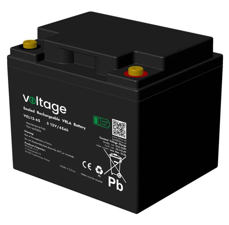 Akumulator AGM Voltage Long Life 12V 45Ah VEL12-45 (Żywotność 15 lat)-1799576