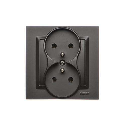 KONTAKT SIMON 10 CZARNY MAT GNIAZDO Z/U 2X ZACISKI ŚRUBOWE 16A 250V-1953669