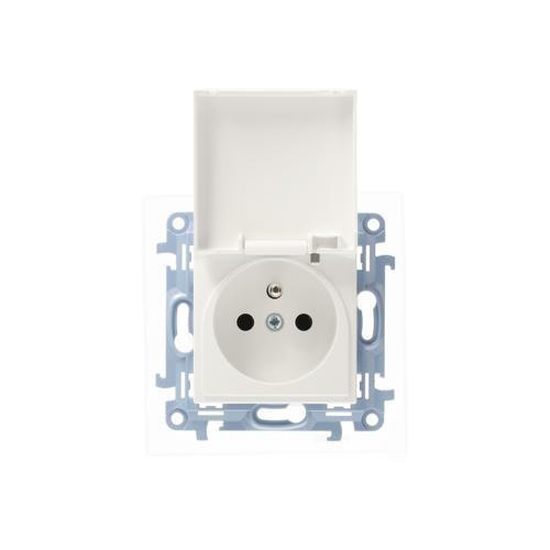 KONTAKT SIMON 10 MODUŁ BIAŁY GNIAZDO 1X Z/U Z KLAPKĄ BIAŁĄ IP44 ZACISKI SPRĘŻYNOWE 16A 250V-1953676