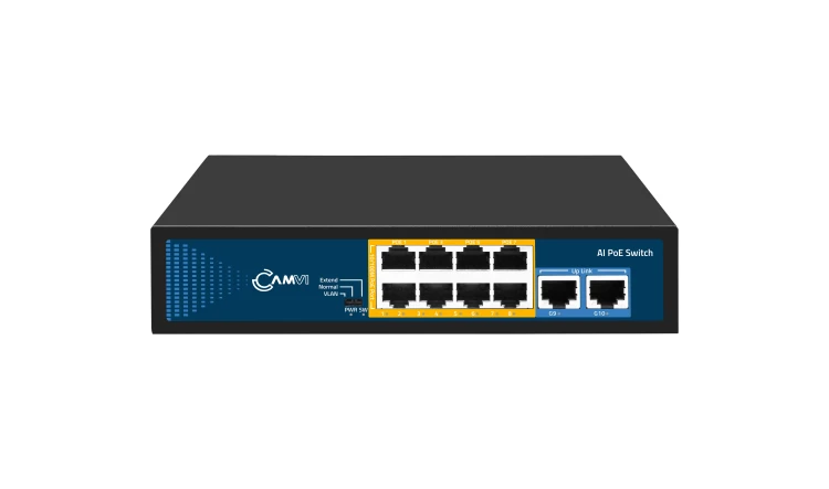 CAMVI CV-SW0802G – switch PoE 8+2 – widok z przodu.jpg