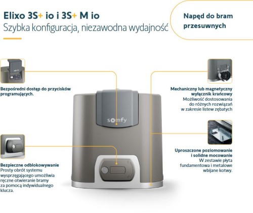 Zestaw Somfy Elixo 3S+ IO Comfort Pack do 600kg bram przesuwnych-1953119
