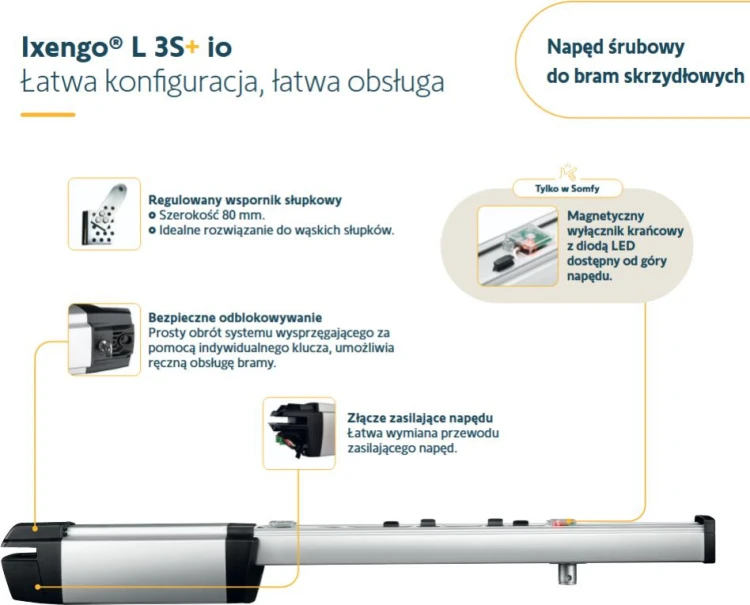 Zestaw Somfy Ixengo L 3S+ IO Standard Pack do 8m bram dwuskrzydłowych-1953130