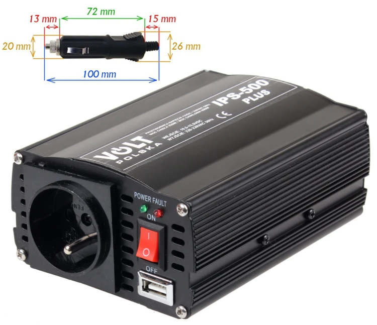 PRZETWORNICA VOLT POLSKA IPS-500 PLUS 12V / 230V 350/500 W-1891445