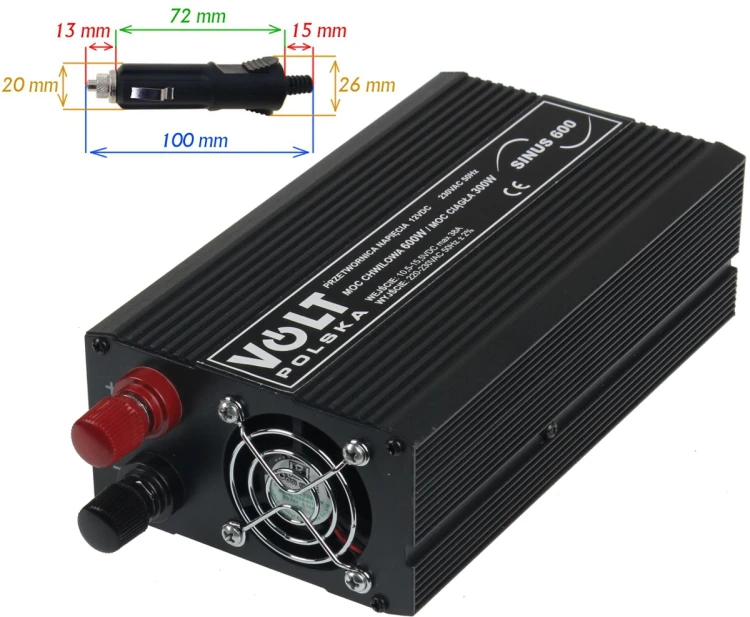 PRZETWORNICA VOLT POLSKA SINUS 600 12V / 230V 300/600W-1607655