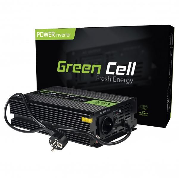 PRZETWORNICA NAPIĘCIA INWERTER Green Cell 12V / 230V 300W/600W CZYSTA SINUSOIDA INV07-1900121