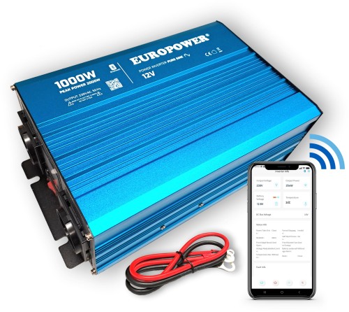 PRZETWORNICA NAPIĘCIA INWERTER EUROPOWER 12V DC / 230V AC 1000W / 2000W CZYSTY SINUS BLUETOOTH-1763438