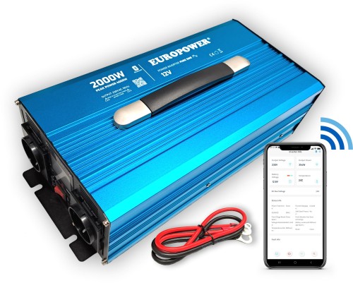 PRZETWORNICA NAPIĘCIA INWERTER EUROPOWER 12V DC / 230V AC 2000W / 4000W CZYSTY SINUS BLUETOOTH-1855086
