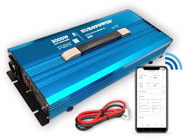 PRZETWORNICA NAPIĘCIA INWERTER EUROPOWER 24V DC / 230V AC 3000W / 6000W CZYSTY SINUS BLUETOOTH-1855088