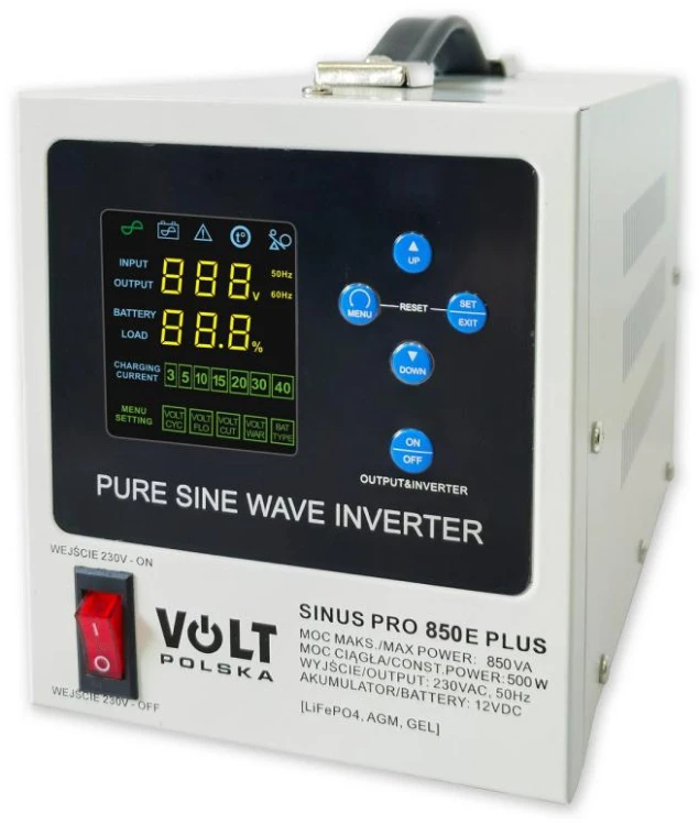 Przetwornica VOLT POLSKA SINUSPRO 850E PLUS 2/230V (500/850W) [AGM, GEL, LiFePO4]-1885611