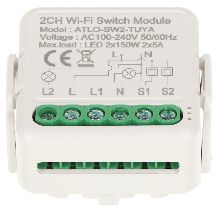 PODWÓJNY INTELIGENTNY STEROWNIK OŚWIETLENIA LED ATLO-SW2-TUYA Wi-Fi, Tuya Smart-1568785