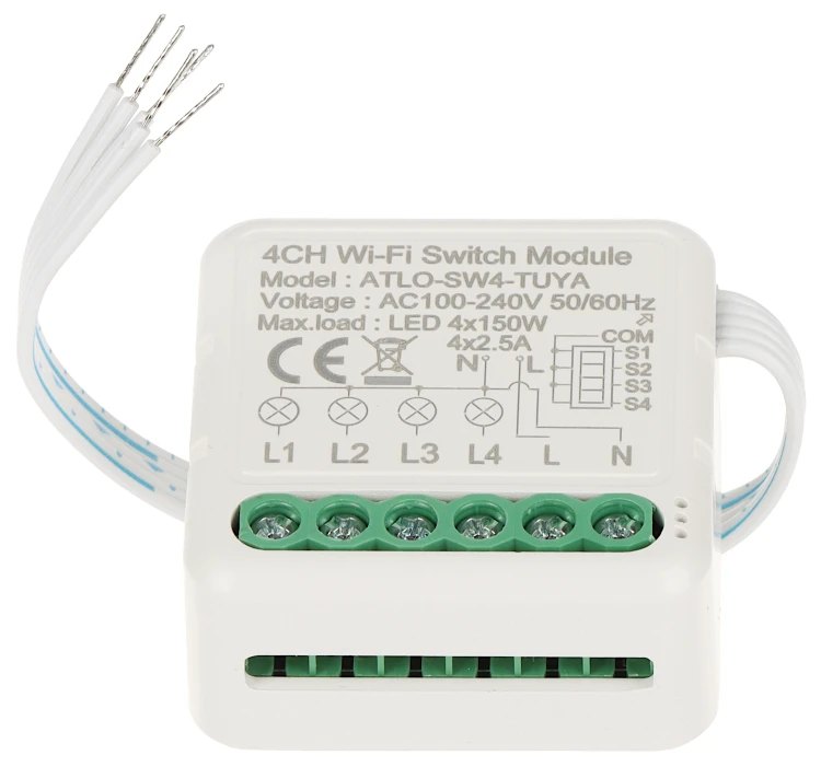 POCZWÓRNY INTELIGENTNY STEROWNIK OŚWIETLENIA LED ATLO-SW4-TUYA Wi-Fi, Tuya Smart-1568793