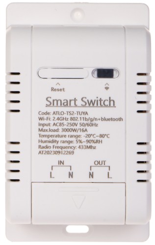 INTELIGENTNY PRZEŁĄCZNIK Z POMIAREM TEMPERATURY I WILGOTNOŚCI ATLO-TS2-TUYA Wi-Fi, Tuya Smart-1648714