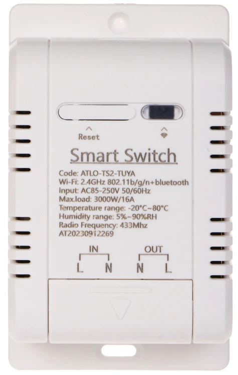 INTELIGENTNY PRZEŁĄCZNIK Z POMIAREM TEMPERATURY I WILGOTNOŚCI ATLO-TS2-TUYA Wi-Fi, Tuya Smart-1648714
