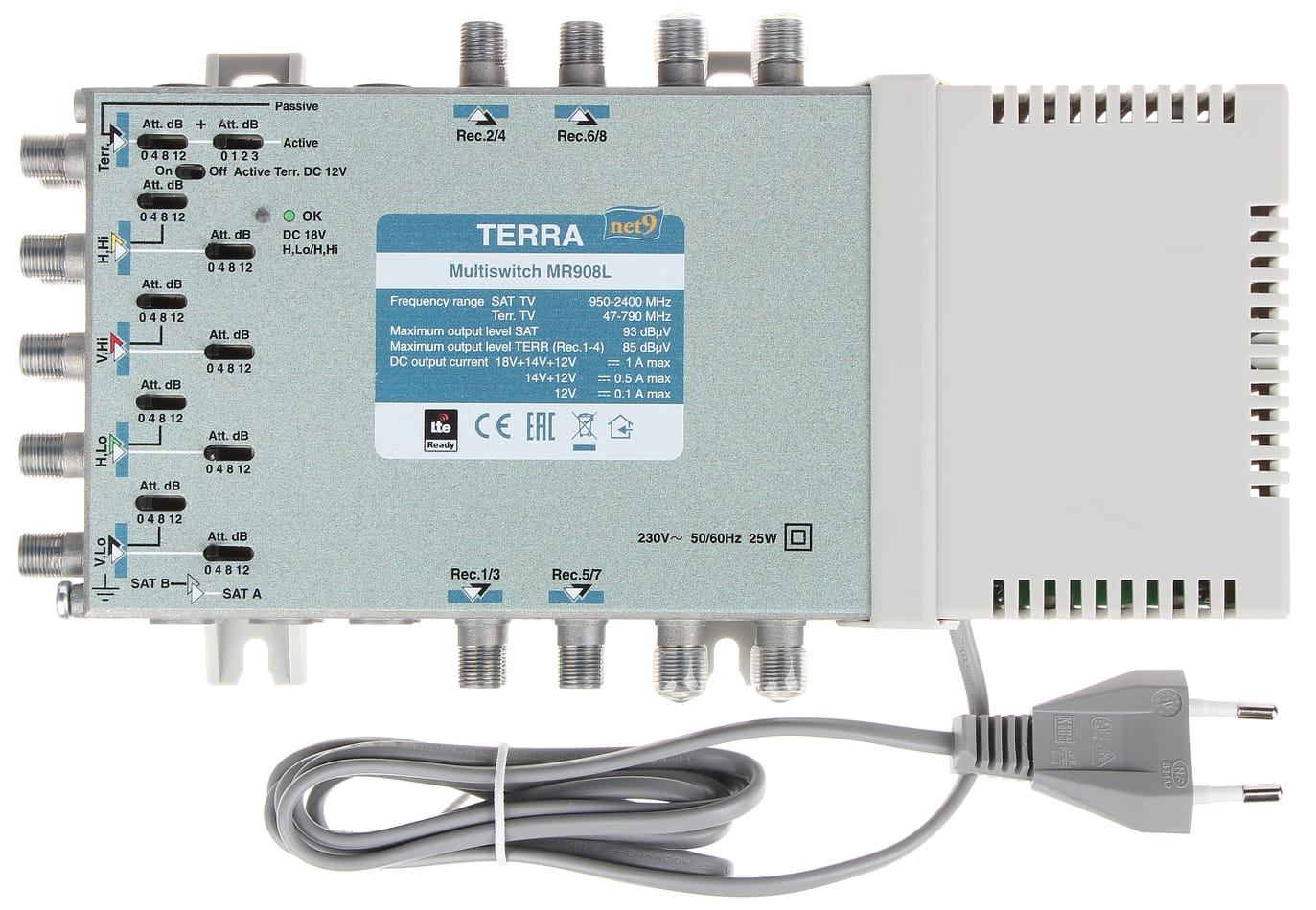 MULTISWITCH MR-908L 9 WEJŚĆ/8 WYJŚĆ TERRA-919895