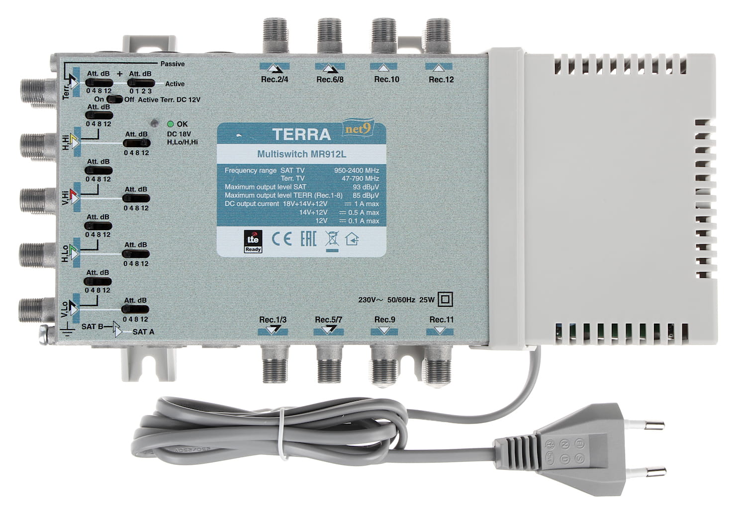MULTISWITCH MR-912L 9 WEJŚĆ/12 WYJŚĆ TERRA-1071450