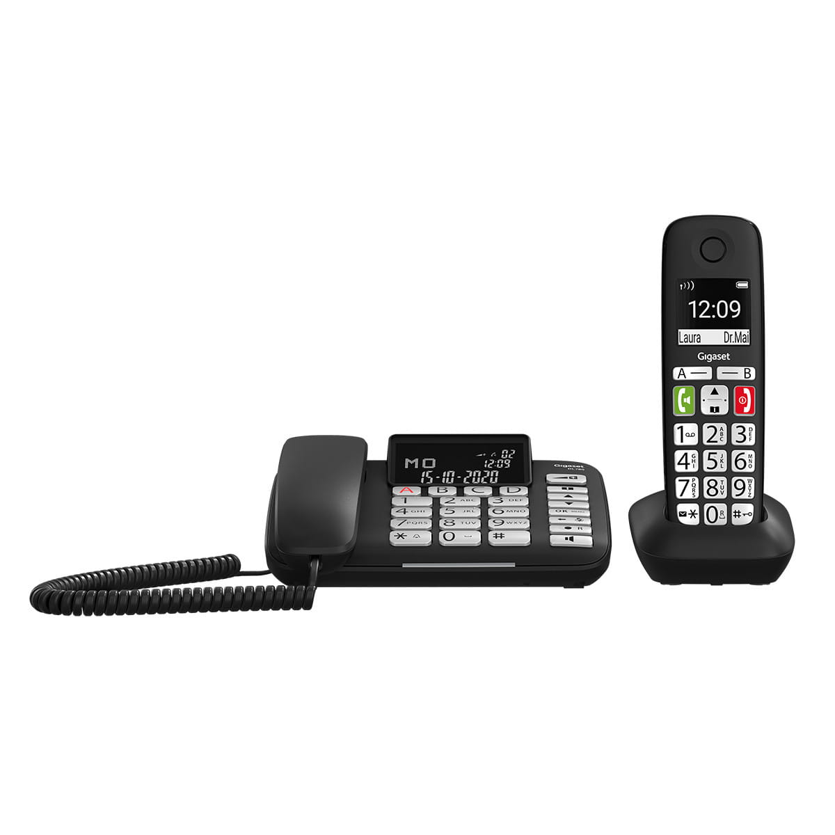 DL780 plus Telefon stacjonarny ze słuchawką bezprzewodową widok od frontu.jpg