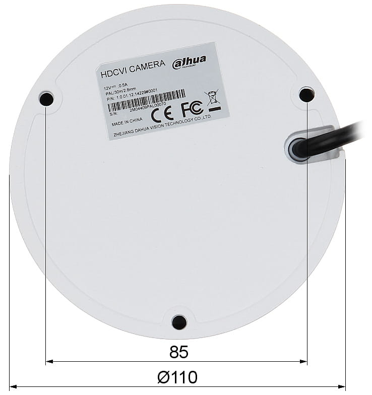 KAMERA WANDALOODPORNA AHD, HD-CVI, HD-TVI, PAL HAC-HDBW1500E-0280B-S2 - 5Mpx 2.8mm DAHUA-1329186