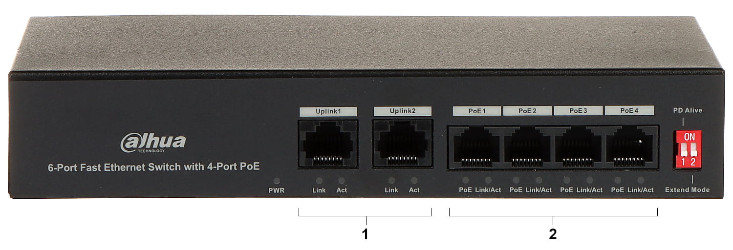SWITCH POE PFS3006-4ET-36 4-PORTOWY DAHUA-1322043