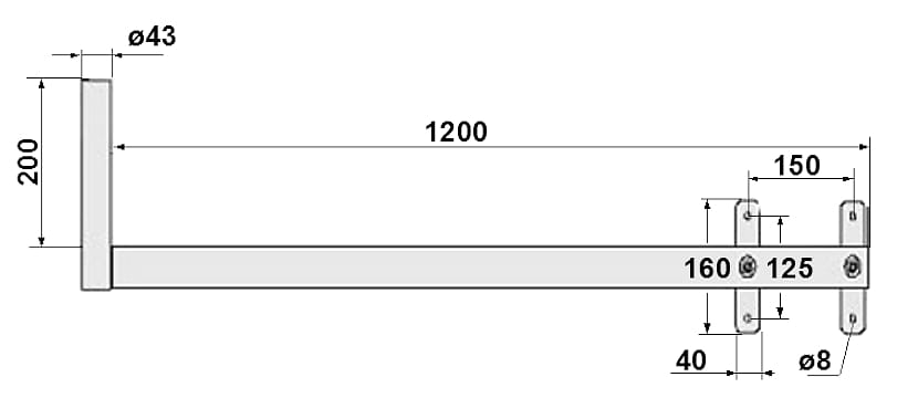 UCHWYT MUROWY BOCZNY UML-43H120-1355160