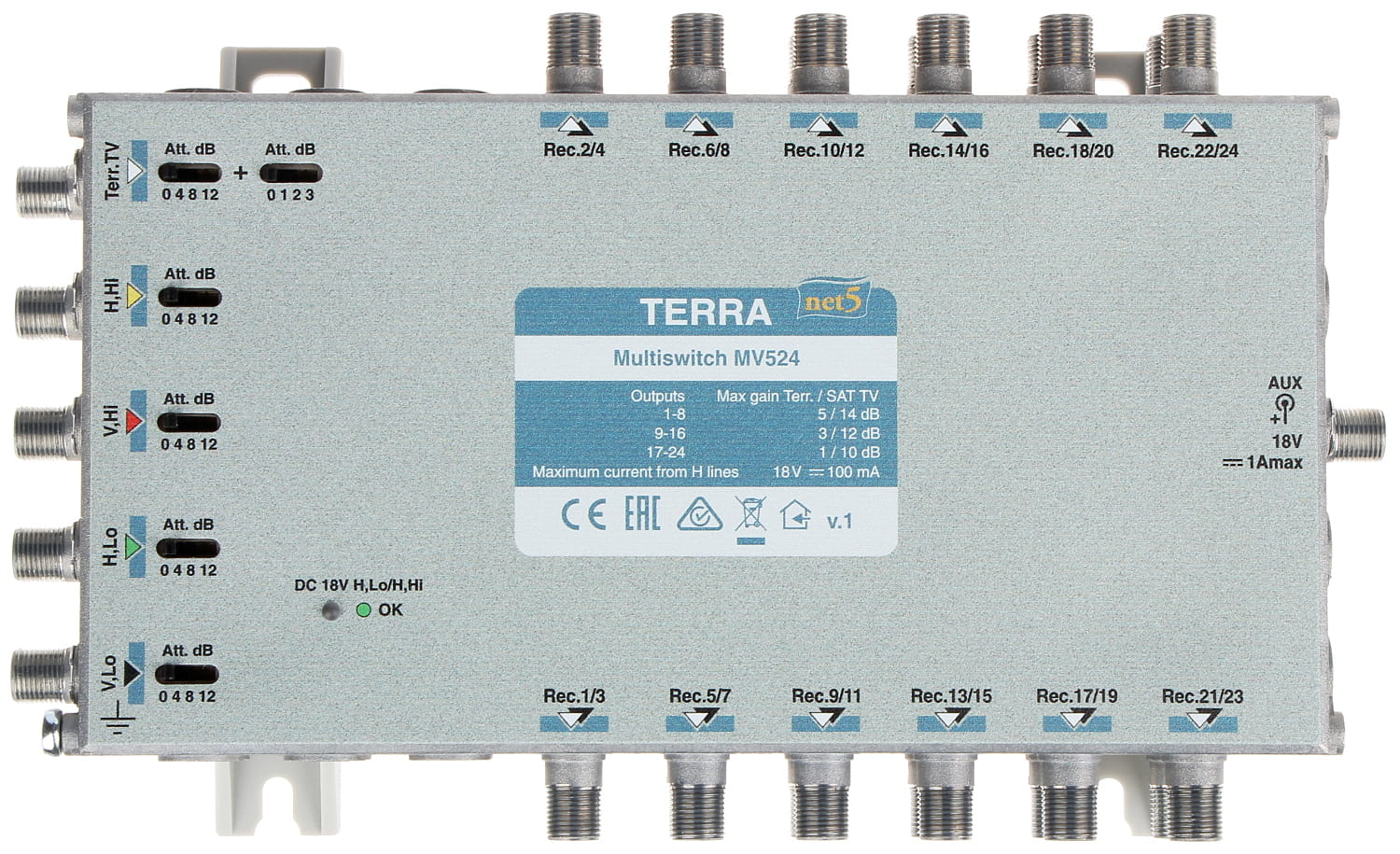 MULTISWITCH MV-524 5 WEJŚĆ/24 WYJŚCIA TERRA-1341913