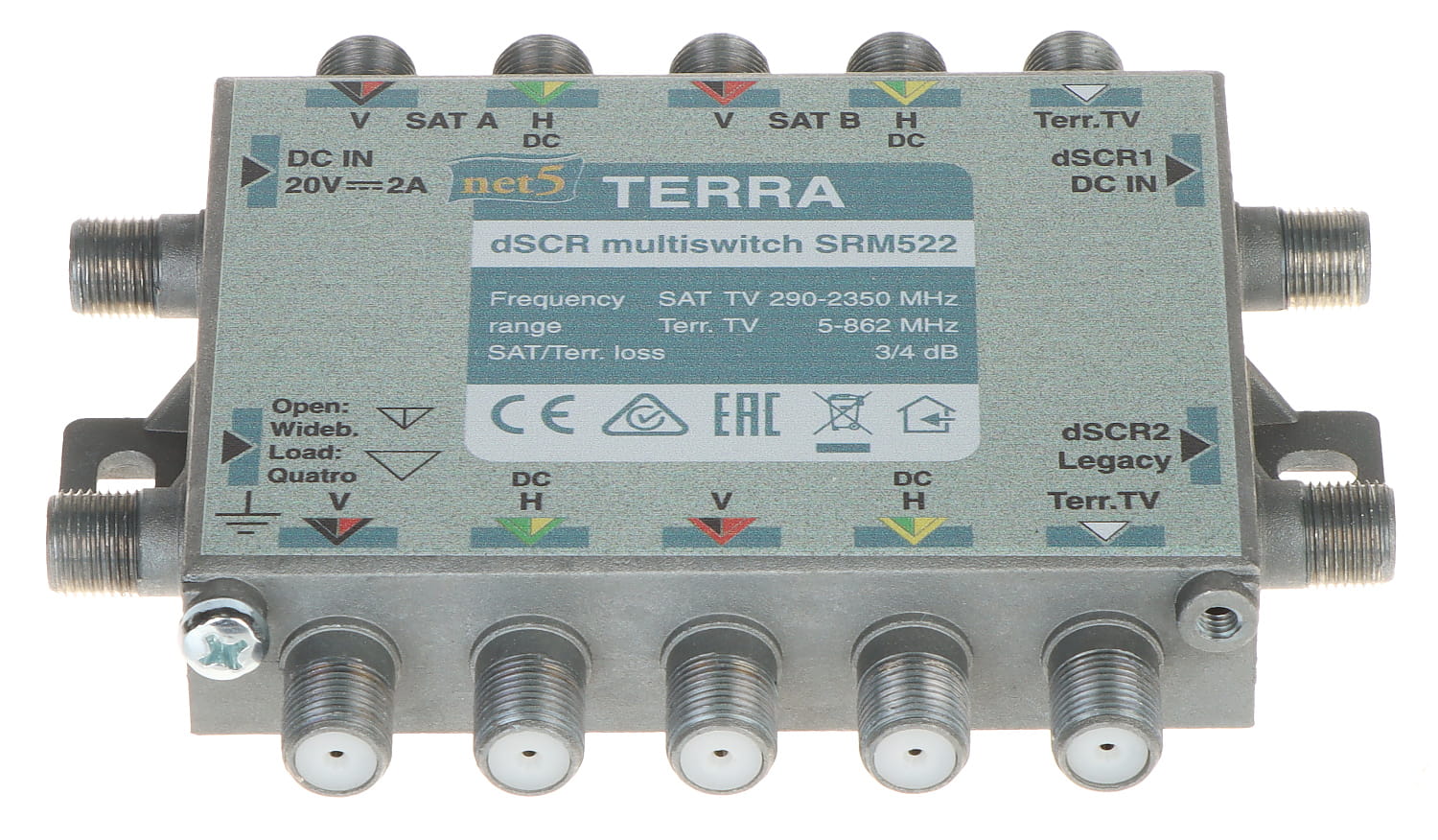 MULTISWITCH PRZELOTOWY UNICABLE I/II SRM-522 5 WEJŚĆ / 5  WYJŚĆ + 2 WYJŚCIA UNICABLE TERRA-1344932