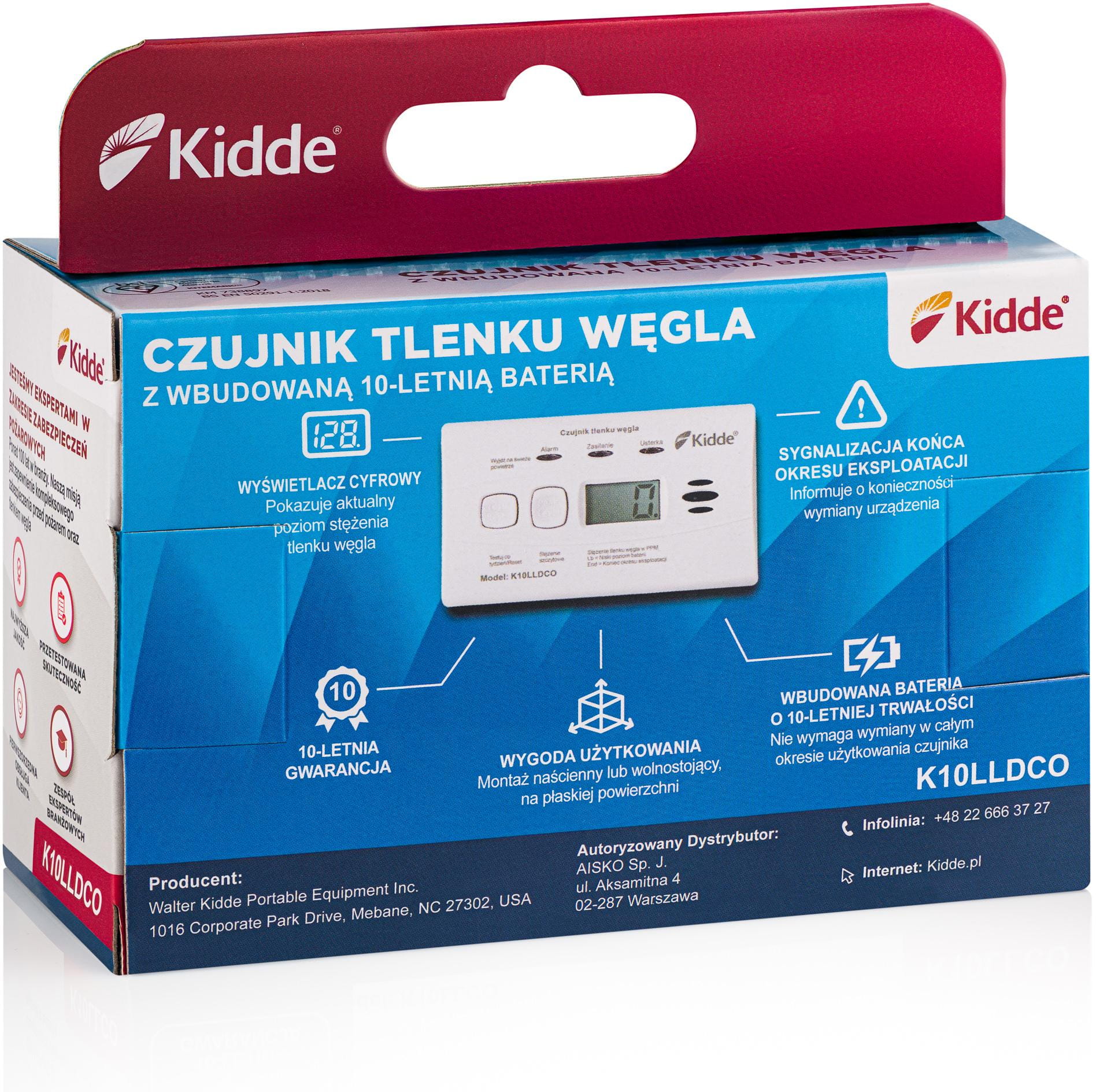 Czujnik czadu z wyświetlaczem Kidde K10LLDCO-1500996