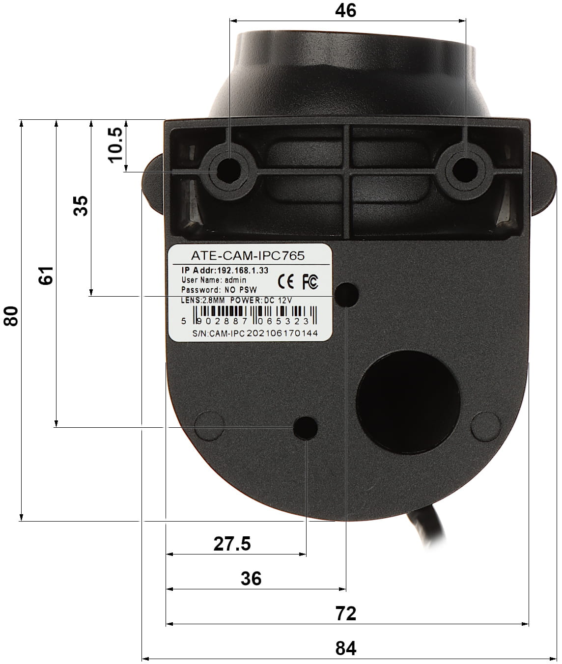 MOBILNA KAMERA IP ATE-CAM-IPC765 - 1080p 2.8mm AUTONE-1324768