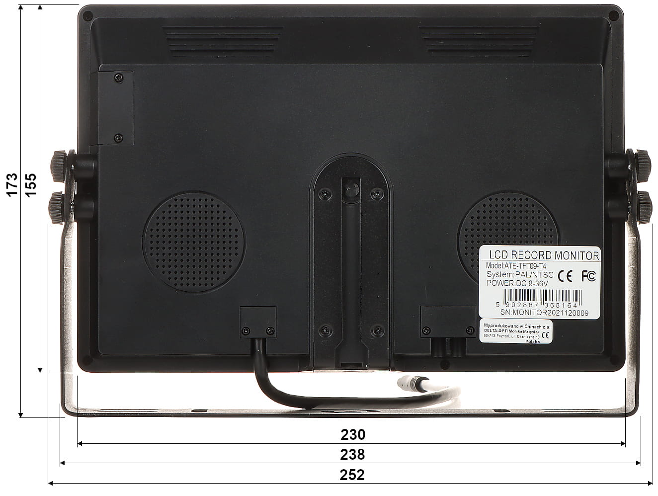 MONITOR SAMOCHODOWY ATE-TFT09-T4 9" AUTONE-1322094