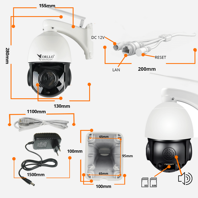 Kamera IP ORLLO Z18 obrotowa zewnętrzna SIM 4MP-1565275