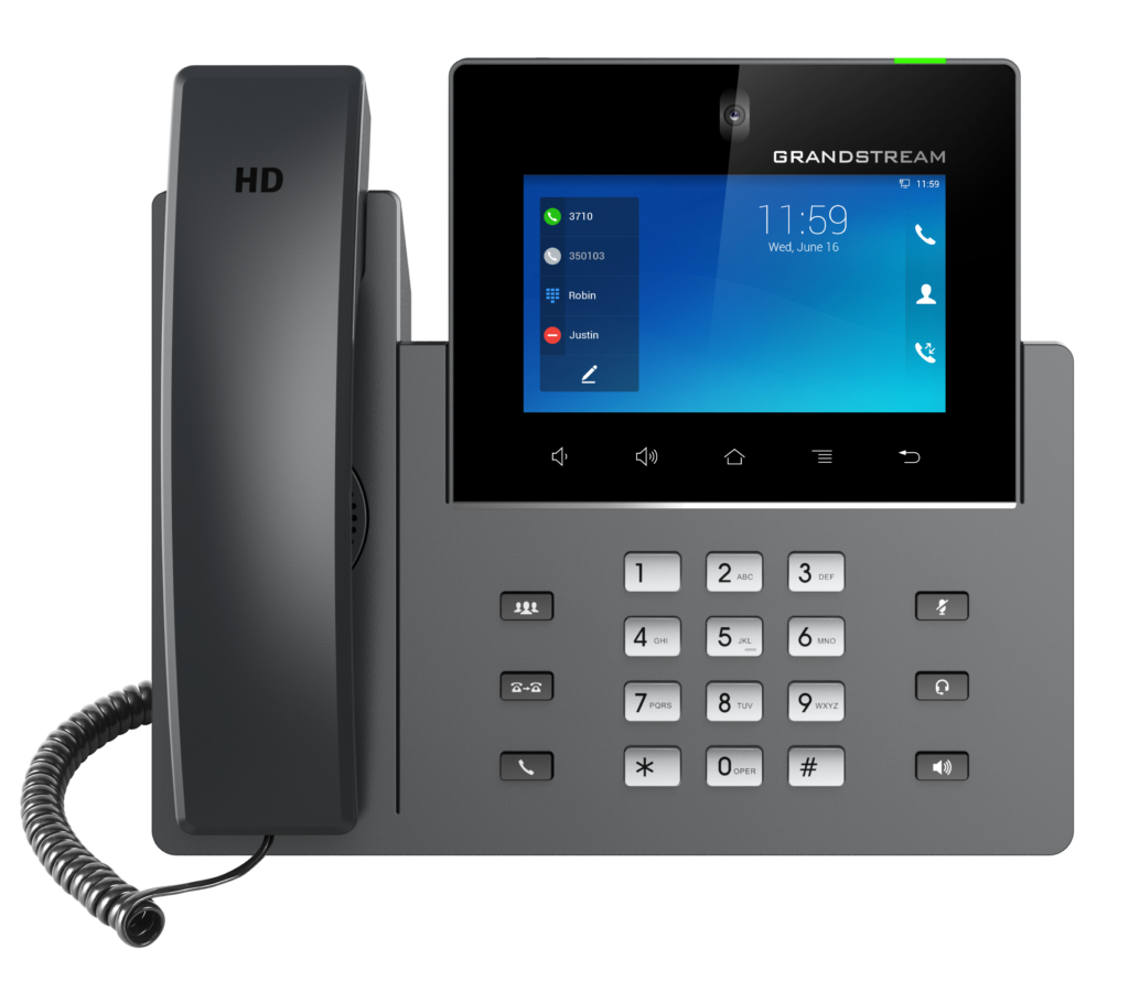 GXV3450 Wideotelefon IP-16 kont SIP-POE-porty GB-LCD 5 cali - Grandstream - widok z przodu.jpg