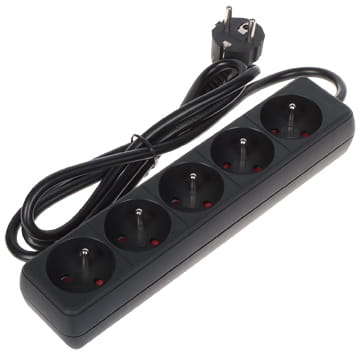 LISTWA ZASILAJĄCA PR-1.5M-5G/B (5 GNIAZD) 1.3m-1664872