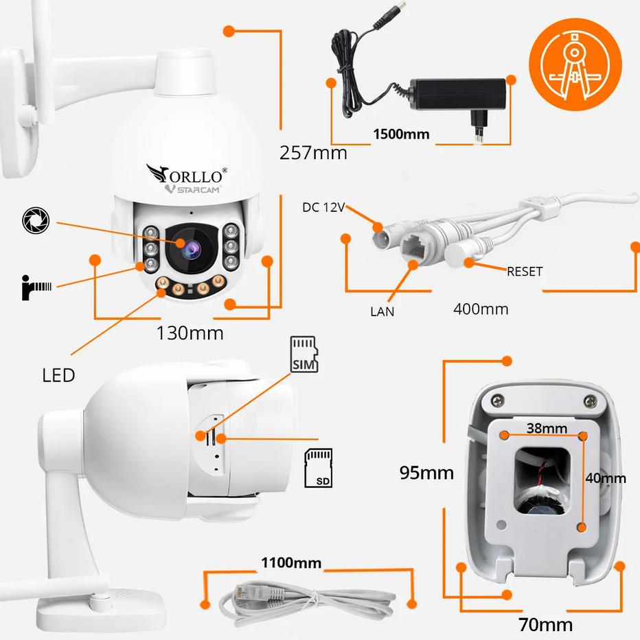 Kamera IP Orllo Z7 Pro zewnętrzna obrotowa GSM 4MPx-1680440