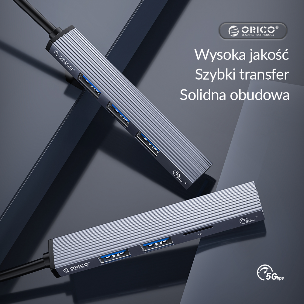 Orico Hub USB-C 3xport USB-A, czytnik microSD, alu-1635739