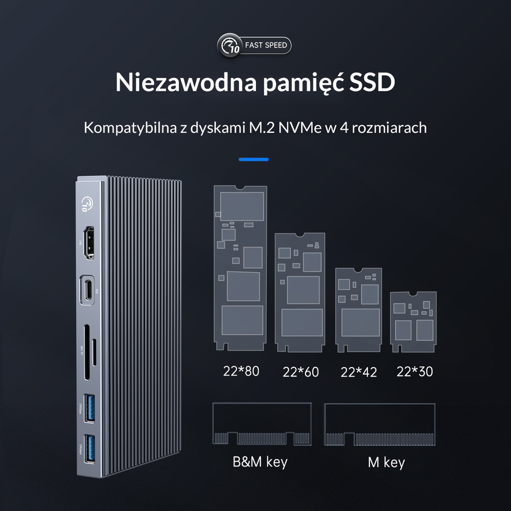 Orico Stacja dokująca 9w1 z obudową M.2 SSD NVMe-1358207