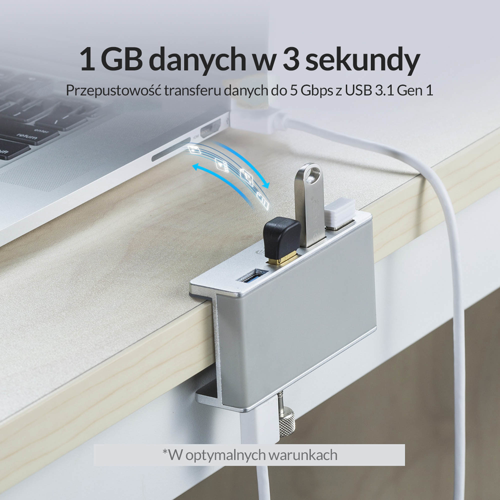 Orico Hub USB biurkowy 4 porty USB-A 5Gbps-1277647