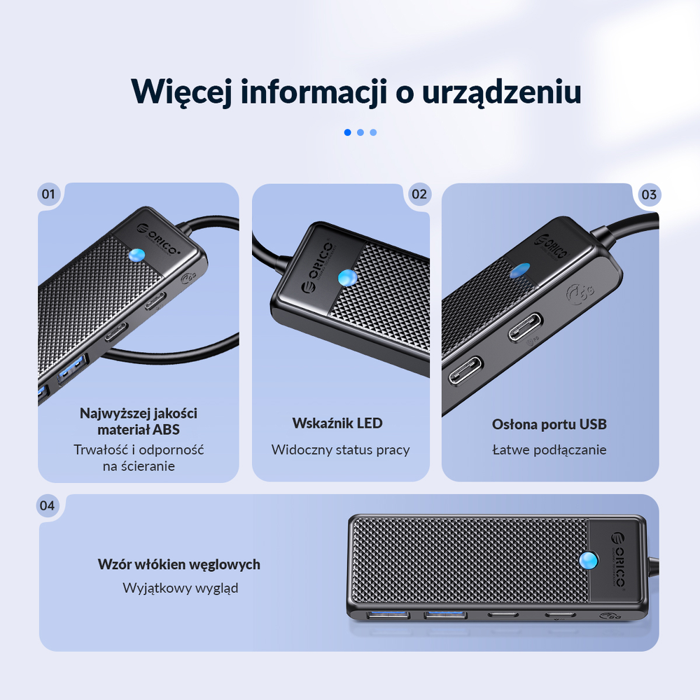 Orico Hub USB-C 2x USB-A, 2x port USB-C 100W-1637584