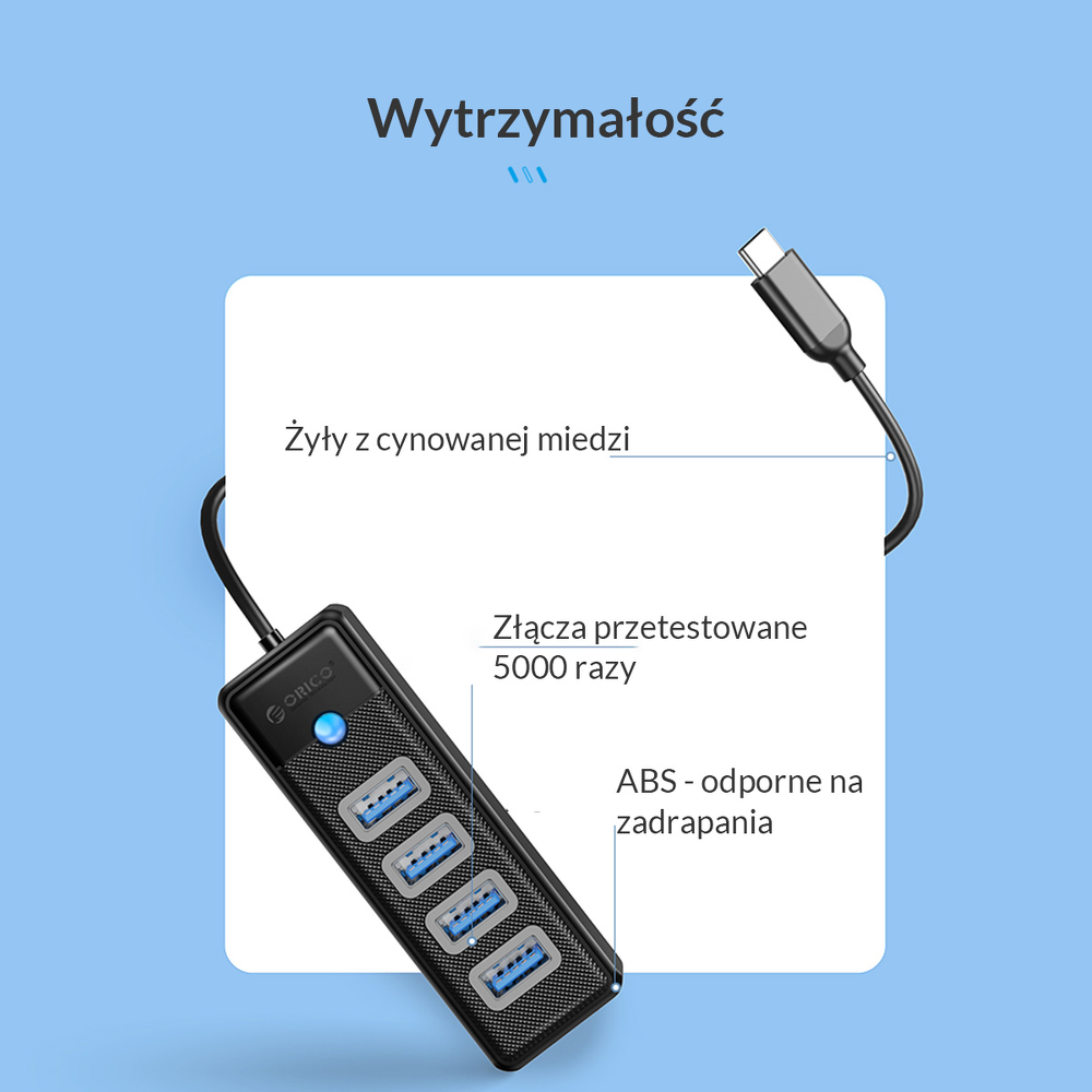 Orico Hub USB-C 4x USB-A 3.1 biały-1525229