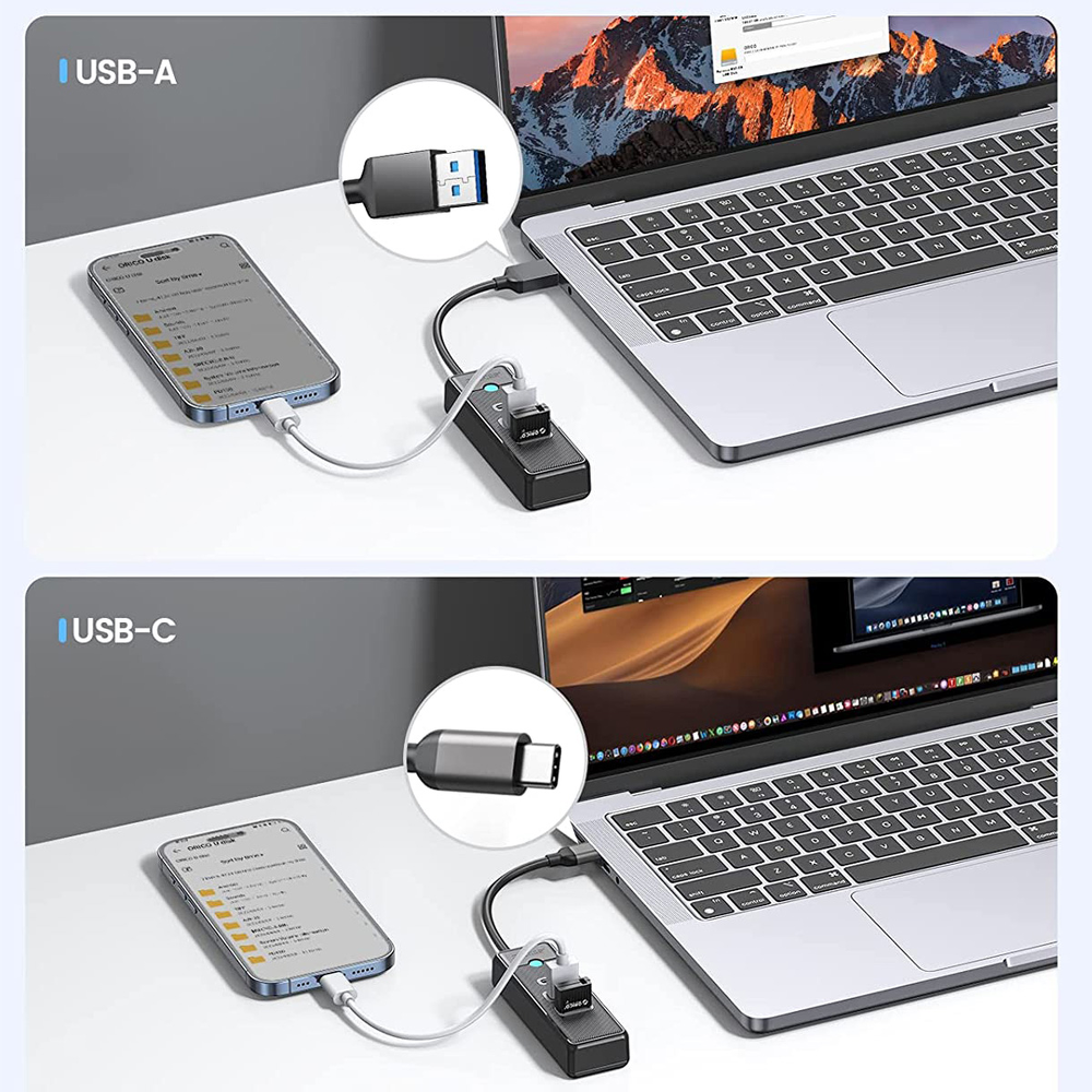 Orico Hub USB-C 2x USB-A 3.1 + USB-C czarny-1525322