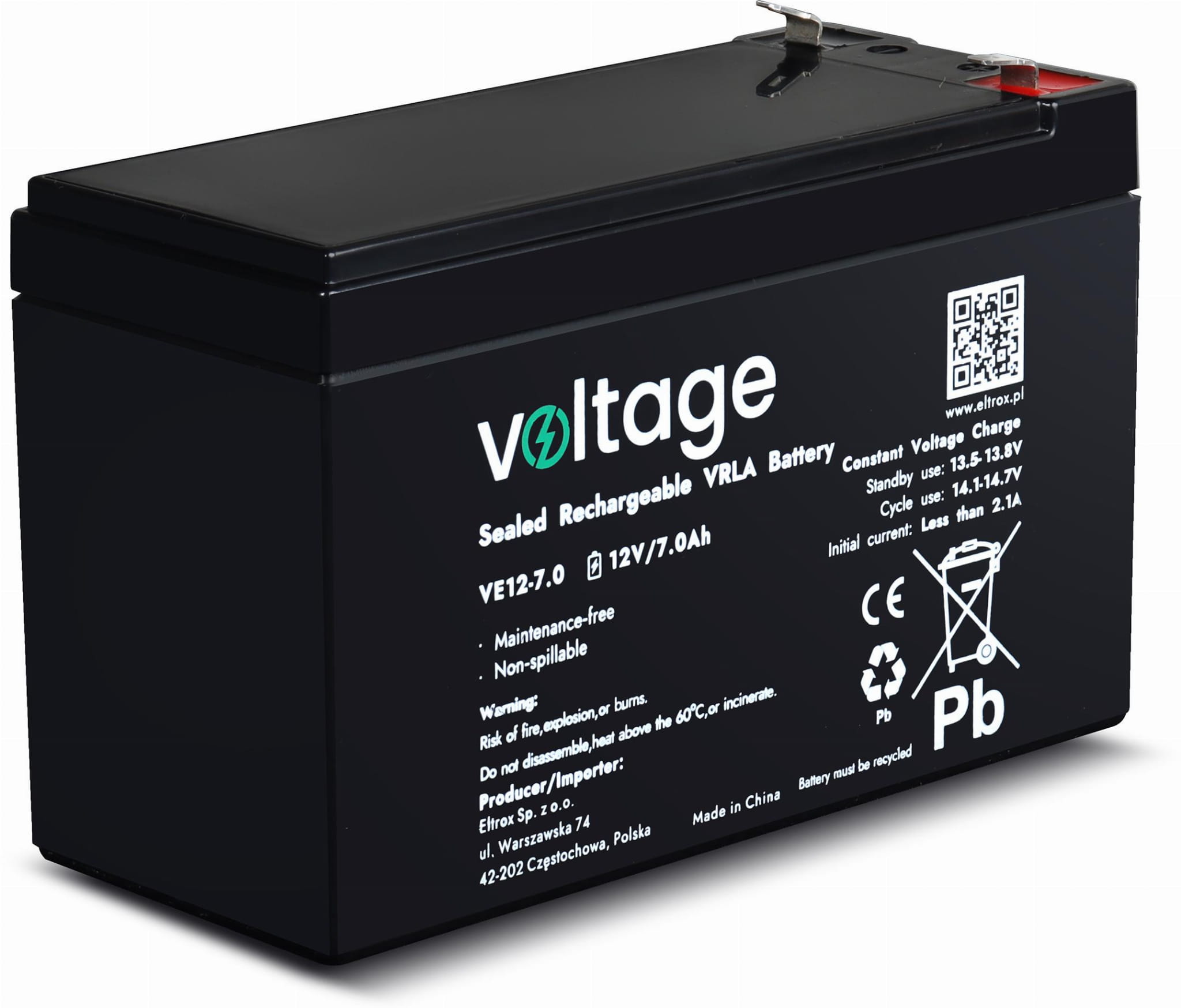 Akumulator AGM Voltage 12V 7Ah VE12-7.0 (Żywotność 6-9 lat)-1685419