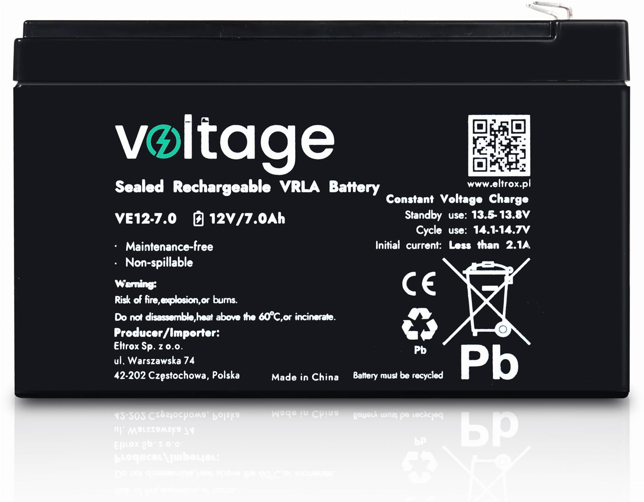Akumulator AGM Voltage 12V 7Ah VE12-7.0 (Żywotność 6-9 lat)-1685421