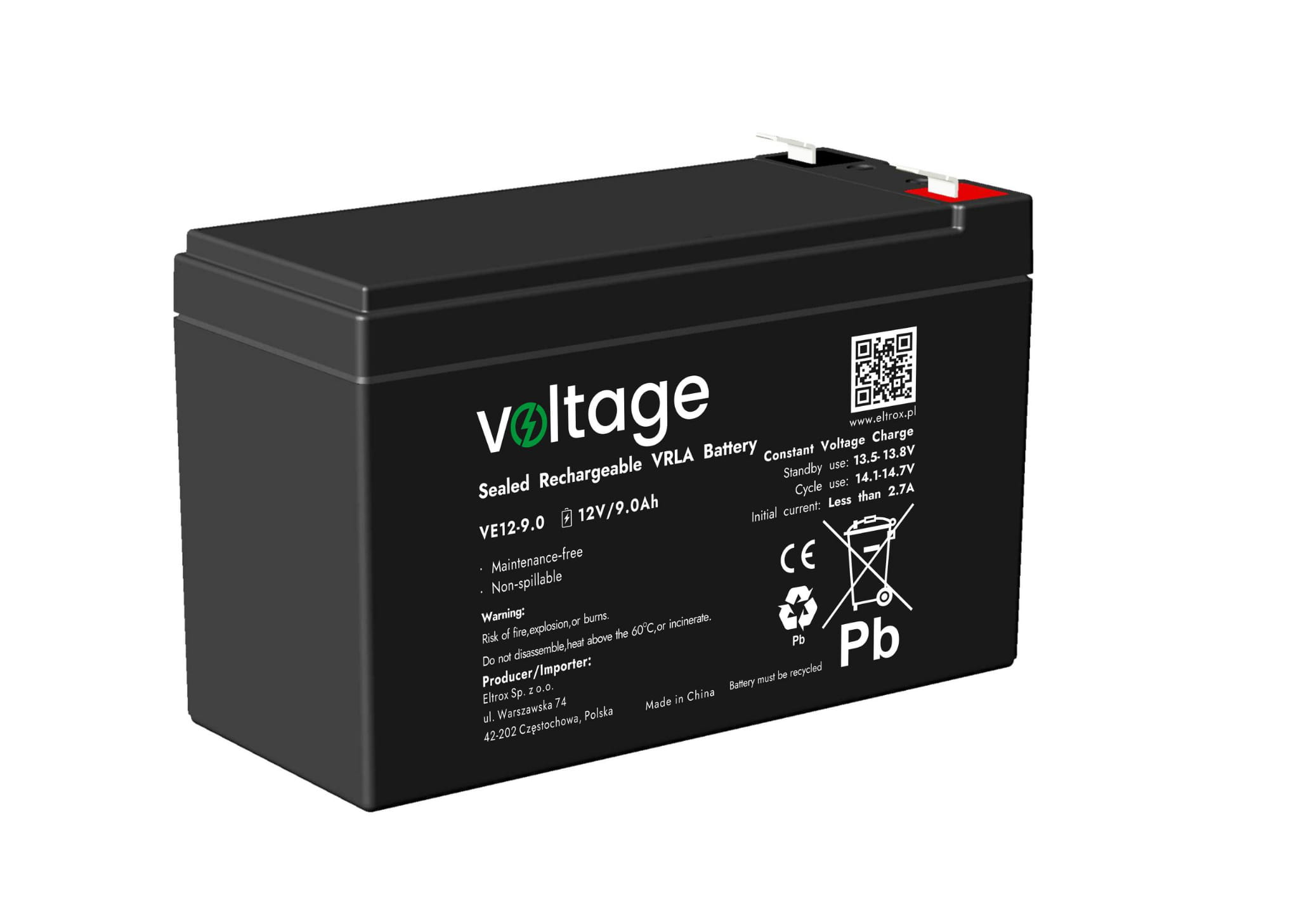 Akumulator AGM Voltage 12V 9Ah VE12-9.0 (Żywotność 6-9 lat)-1680809