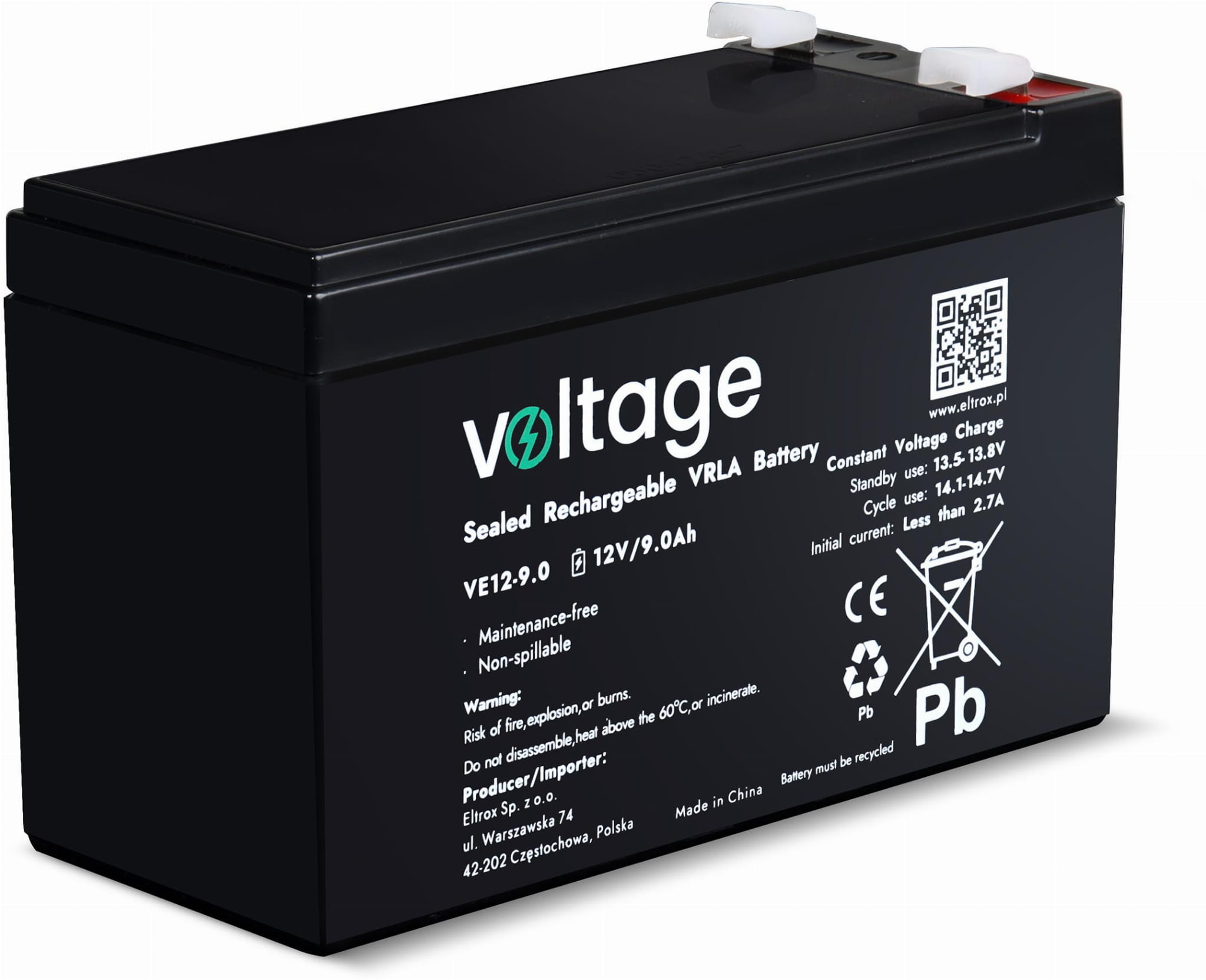 Akumulator AGM Voltage 12V 9Ah VE12-9.0 (Żywotność 6-9 lat)-1704289