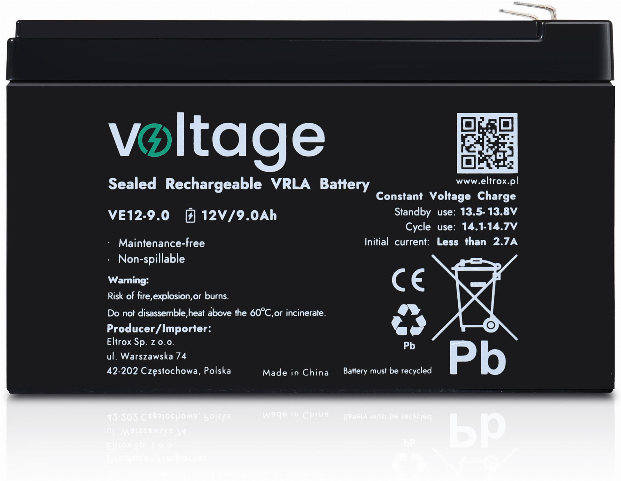 Akumulator AGM Voltage 12V 9Ah VE12-9.0 (Żywotność 6-9 lat)-1704291