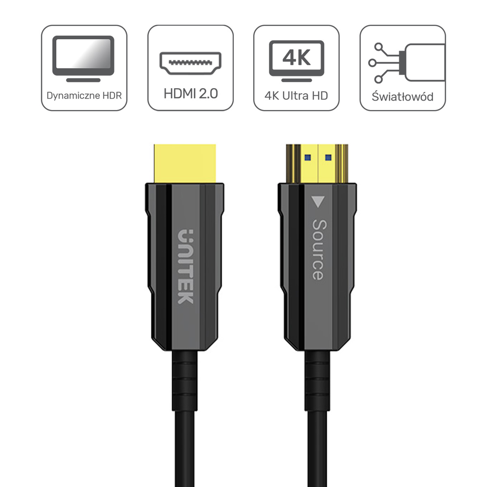 Unitek Kabel optyczny HDMI 2.0 AOC 4K 60Hz 40 m-1637805