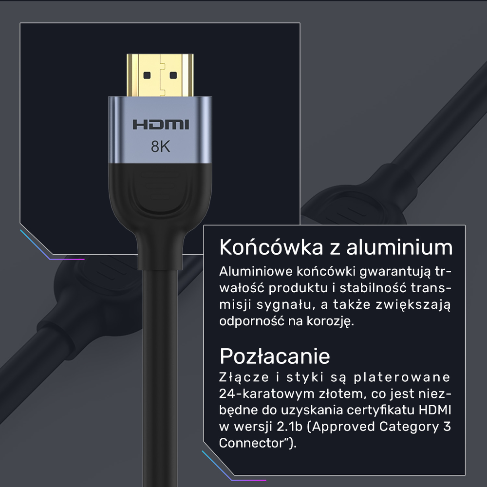 Unitek Kabel HDMI 2.1 8K 60Hz, czarny, 2m-1783237